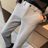 XK503-P88秋冬新款西裤长裤修身休闲裤百搭黑色裤子腰部有松紧，男装西裤，电商B333