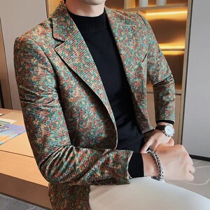 老款继续做6059-P210 花色西装外套男士秋冬新款英伦休闲轻熟西服图片
