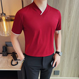 7542-P55男士短袖夏季新款时尚百搭休闲V领短袖T恤，男装T恤，电商B333