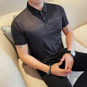 MJ1007-P65 冰丝无痕压胶短袖POLO衫男短袖夏季新款时尚百搭休闲图片