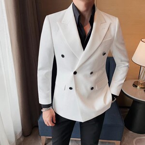 老款继续做XZ6091-P208 西装外套男士西服礼服休闲修身双排扣西装图片