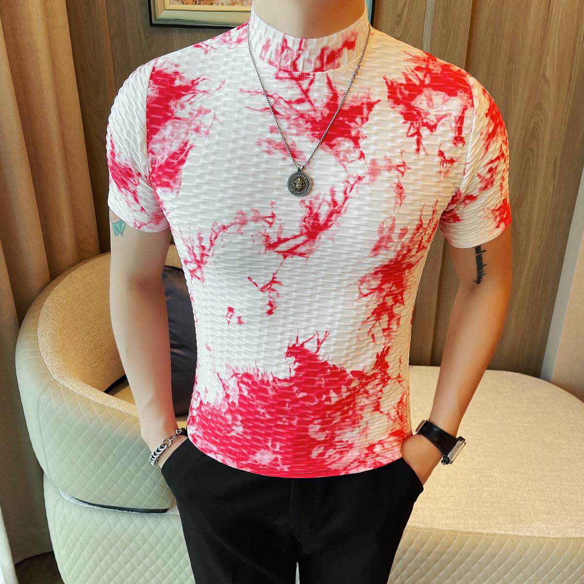 T2609-P38 扎染短袖体恤男士春夏新款弹力体恤衫半袖T恤图片