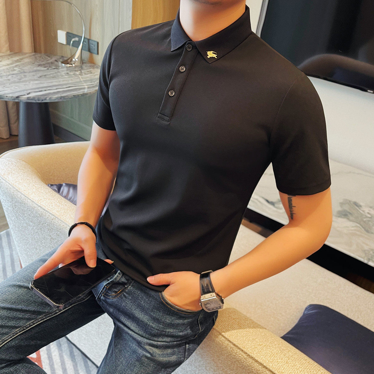 PL3612-P48男士短袖T恤夏季新款时尚百搭休闲翻领短袖POLO衫，男装Polo衫，电商B333