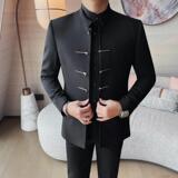 XF1059-P150中山装男士秋冬西装纯色单排扣小西装，男装西服套装，电商B333