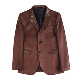 23650-P155领子拼接皮单西男士纯色两粒单排扣商务休闲西服，男装西服，电商B333