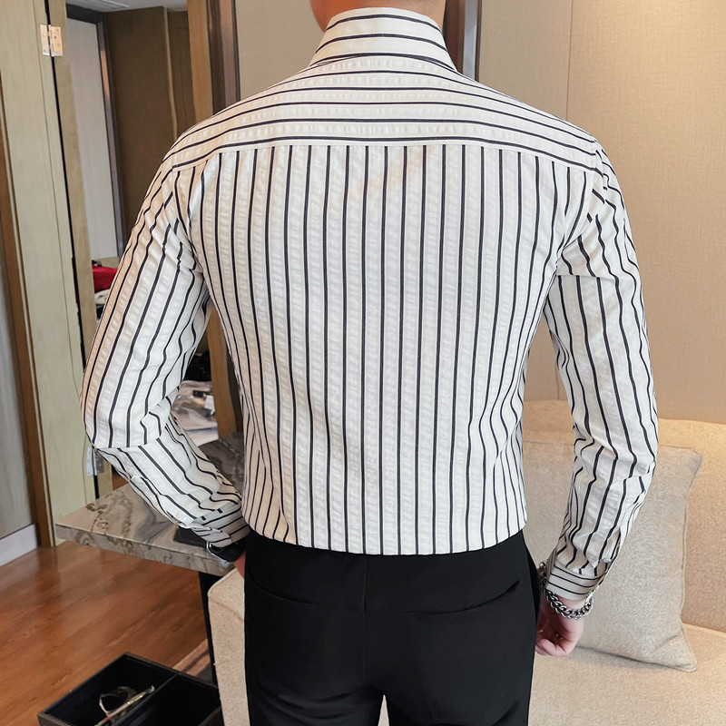 9213-P68条纹长袖暗皱衬衫男士秋冬新款红色衬衣,男装衬衫,电商B333
