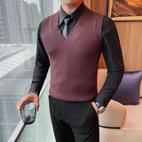 8520-P48新款毛衣男士秋冬季无袖针织衫打底内搭保暖V领背心，男装针织衫/毛衣，电商B333