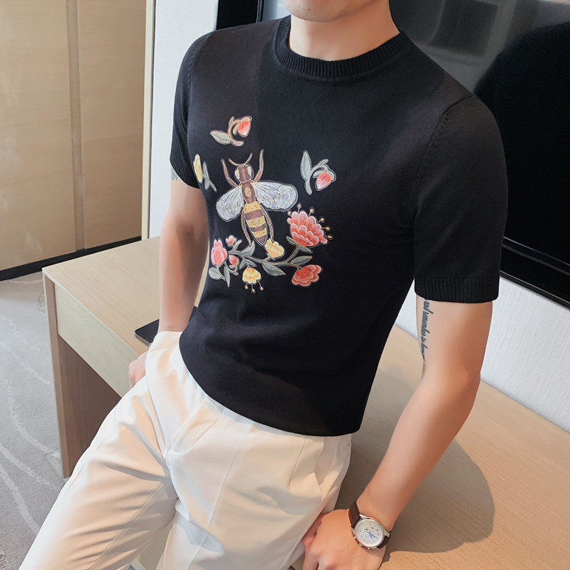 NZ08-P58男生短袖针织T恤韩版修身青年套头圆领休闲体恤，男装T恤，电商B333