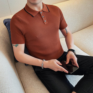 1231-P55 79 针织短袖POLO衫男士夏季新款修身百搭翻领体恤图片
