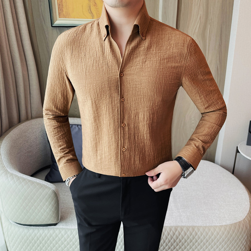 7169-P78长袖纯色衬衫男士秋冬新款商务休闲百搭衬衣,男装衬衫,电商B333