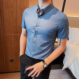 DC8668-1-P58短袖衬衫男士夏季纯色百搭商务休闲潮流帅气短袖衬，男装T恤，电商B333