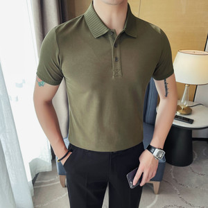 6061-P45 短袖POLO衫男士夏季新款纯色百搭半袖翻领体恤图片