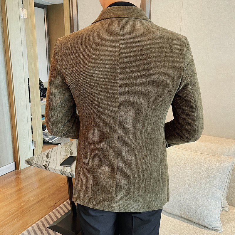 23671-P165双排扣西装男士秋冬纯色商务正装高级感双开叉西服,男装西服,电商B333