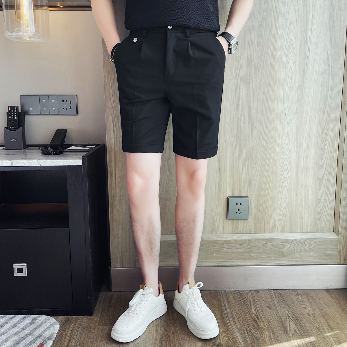 XK048-P58男士夏季新款休闲短裤时尚百搭修身小脚西裤五分裤,男装牛仔裤,电商B333