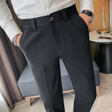 XK503-P88秋冬新款西裤长裤修身休闲裤百搭黑色裤子腰部有松紧，男装西裤，电商B333