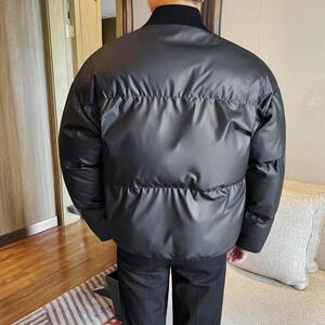 M23069-P200冬季无领宽松黑色时髦保暖简约棉服 加厚短款棉衣外套图片