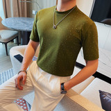 T2412-P55小中领短袖体恤男士夏季新款襄砖工艺款半袖T恤，男装T恤，电商B333