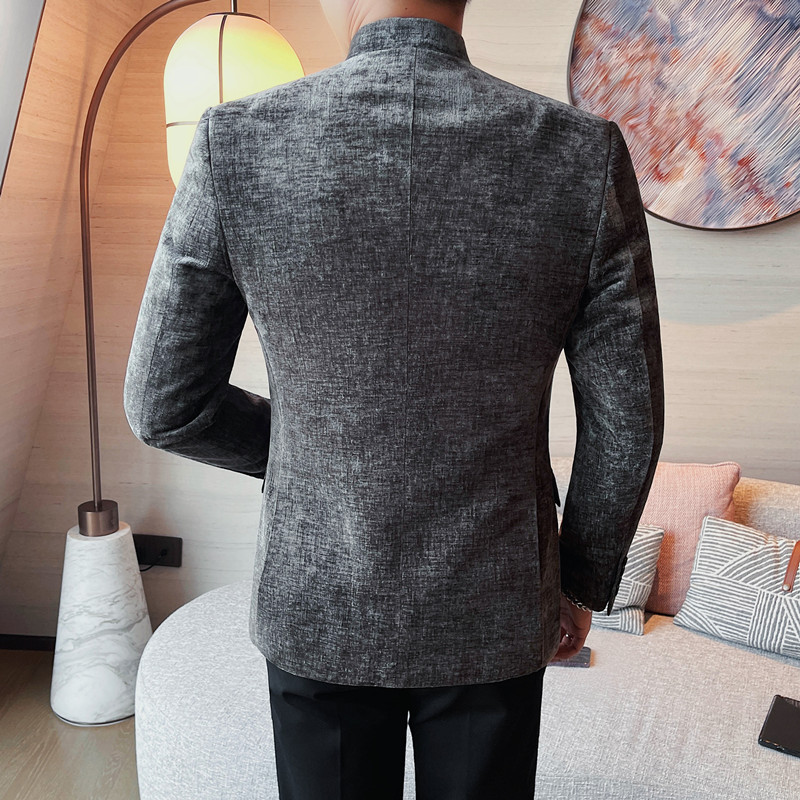 2009-P185立领西装外套男士秋冬新款纯色商务休闲西服两粒单排扣,男装西服套装,电商B333
