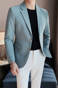 XZ502-P155单排扣西装外套男士商务免烫便服修身休闲纯色西服图片