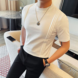 7519-P48男士夏季新款休闲短袖T恤时尚百搭修身半袖圆领体恤，男装T恤，电商B333