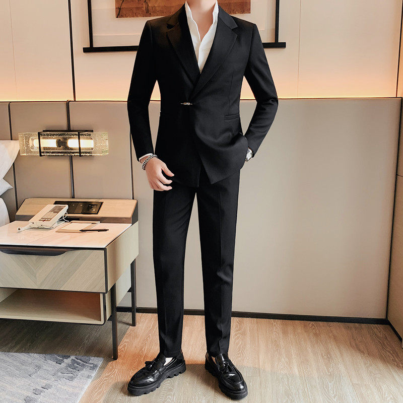 TZ032-P245西装两件套男士西装外套修身商务休闲正装西服礼服套装，男装西服套装，电商B333