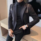 老款继续做6072-P235西装外套男士冬季新款双排扣西服黑色，男装西服套装，电商B333
