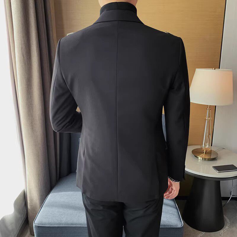 老款继续做6072-P235西装外套男士冬季新款双排扣西服黑色,男装西服套装,电商B333