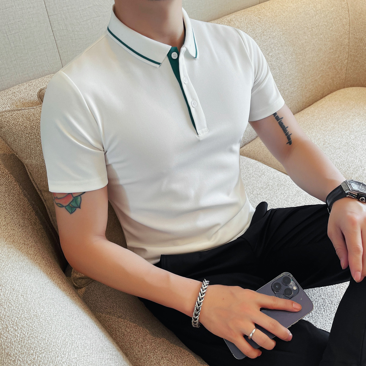 PL3606-P48短袖POLO衫男士体恤六边形蜂窝透气网眼抗皱不变形,男装Polo衫,电商B333