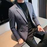 23566-P155单排扣西装外套男士秋冬新款纯色百搭商务休闲白色西服，男装西服套装，电商B333