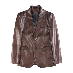 23658-P155 皮西装男士秋冬新款纯色休闲西服外套 皮夹克 单排扣图片