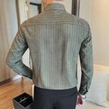 7177-P58条纹衬衫男士秋冬长袖翻领商务休闲百搭衬衣，男装衬衫，电商B333