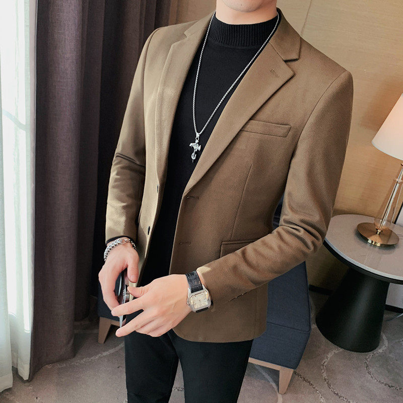 X20221-P155单排扣呢子西装男士纯色西服外套韩版修身休闲单西,男装西服套装,电商B333