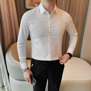 9112-P65男士长袖商务秋冬季新款内搭休闲寸衫高级感西装衬衣男款图片