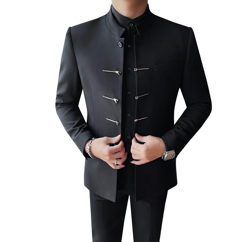 XF1059-P150中山装男士秋冬西装纯色单排扣小西装,男装西服套装,电商B333