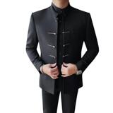 XF1059-P150中山装男士秋冬西装纯色单排扣小西装，男装西服套装，电商B333