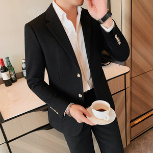 XF1039-P165厚呢子西装外套男士冬季新款修身单排扣西服后中开叉