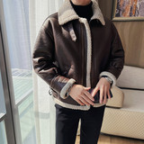 1668-P248冬季棉夹克男士皮毛一体夹克男外套加厚翻领上衣，男装夹克，电商B333