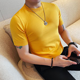 B035-特P35针织冰丝短袖圆领体恤男士夏季新款时尚百搭休闲半袖，男装T恤，电商B333