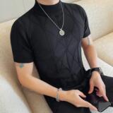 8532-P58简约百搭修身针织衫男士春夏新款半高领套头打底衫，男装针织衫/毛衣，电商B333