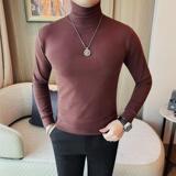 高领7881-特P40高领T恤男士秋冬新款长袖可翻领打底衫纯色百搭T，男装T恤，电商B333