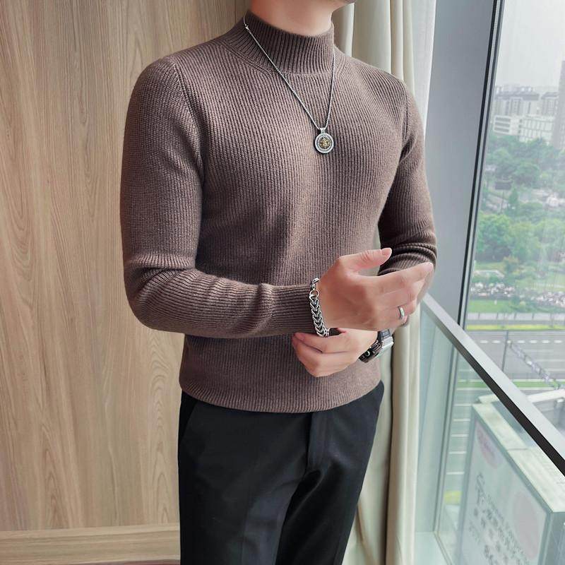 3711-P78微宽松毛衣男士秋冬新款长袖半高领针织衫中领打底衫男，男装针织衫/毛衣，电商B333