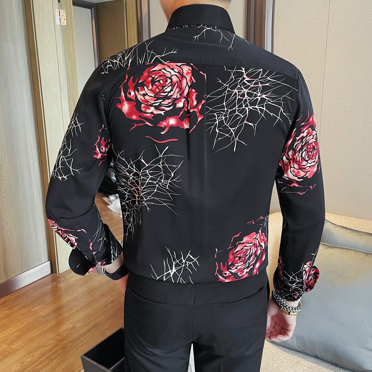 3145-P88花衬衫男士长袖衬衫春季新款时尚百搭休闲长袖衬衣,男装衬衫,电商B333