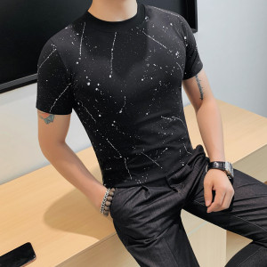 T2501-P48 68 圆领短袖体恤男士夏季新款修身黑色T恤打底衫图片