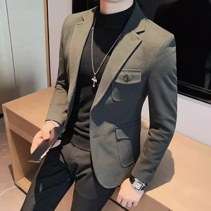 老款继续做XF18-P160 呢子西装外套男士冬季厚款纯色西服商务休闲图片