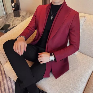 XF1043-P175 双层领西装男士秋冬新款修身纯色商务休闲 婚礼礼服图片