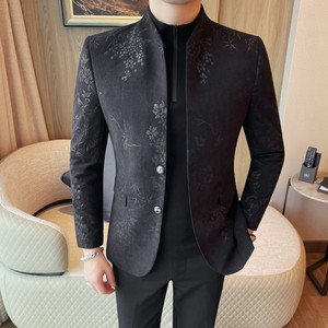 XF1071-P128  跑量款西装外套男士春季新款花西装立领西服单排扣图片