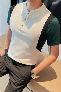 1220-P68 短袖polo衫男士夏季修身翻领针织t恤半袖潮流休闲体恤图片