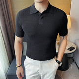 3761-P68针织短袖男士夏季线条设计感小众百搭休闲圆领简约T恤，男装T恤，电商B333