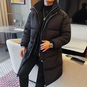 M23062-P223 冬季长款纯色加厚立领保暖棉服 拉链款棉衣图片