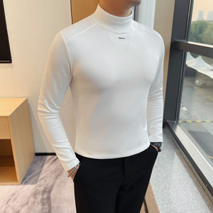 7905-P48 德绒打底衫男士秋冬新款半高领双面绒纯色百搭体恤图片